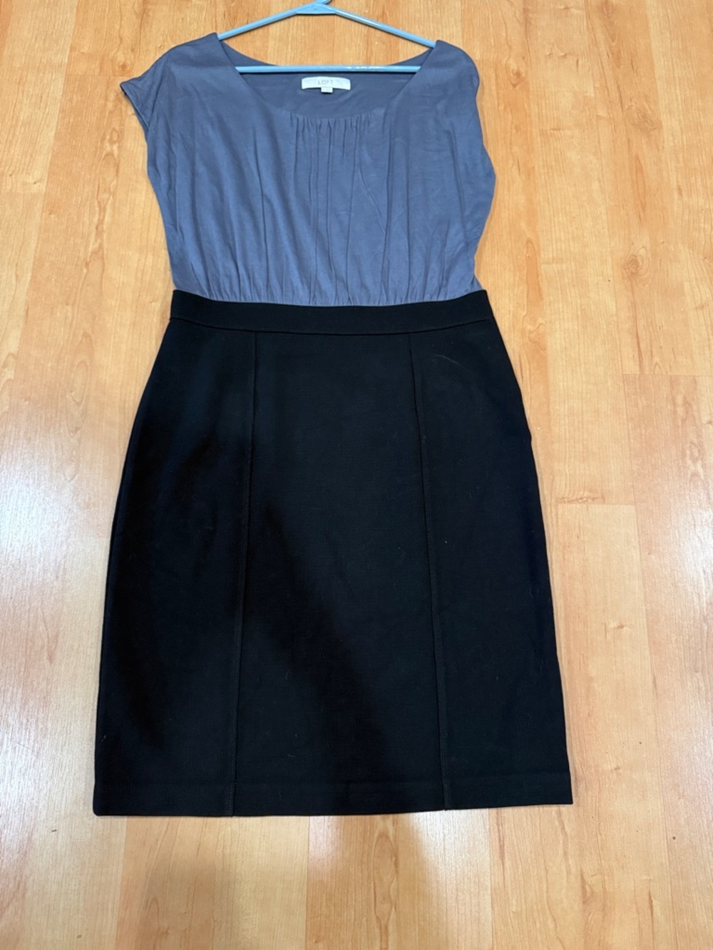LOFT Two-Tone Slate Blue and Black Pencil Dress